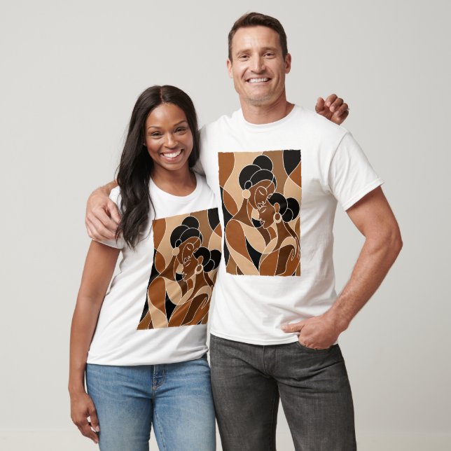 Svart mor dotter mugg | Afroamerikansk konst T Shirt (Unisex)