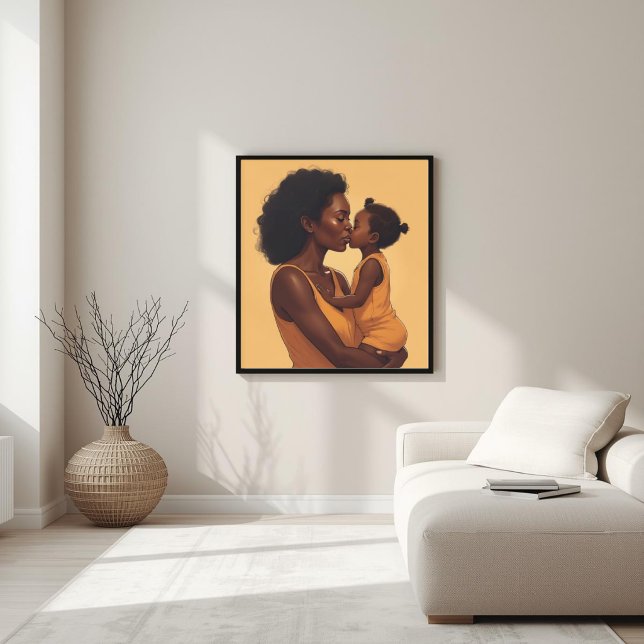 Svart mor och barn Linjekonst III Poster (Skapare uppladdad)