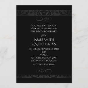 Svart Mörk Elegans Bröllopsfirande Inbjudan