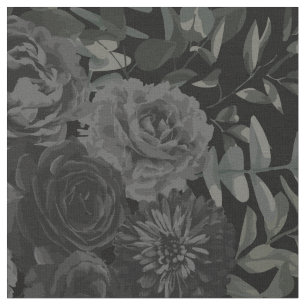 Svart Mörk Gothic Ro Blommigt Tyg
