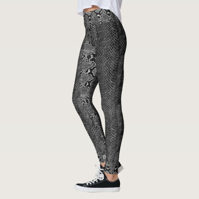 Svart mörk - grå pytonormSnakeskin kobra Leggings (Vänster)