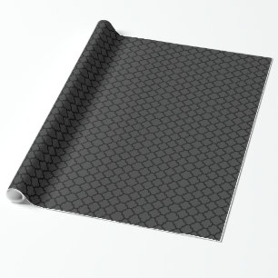 Svart & mörk - grått entonighetQuatrefoil mönster Presentpapper