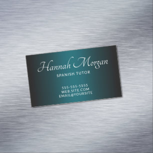Svart Mörk Teal Ombre Elegant Skrift Magnetiska Visitkort