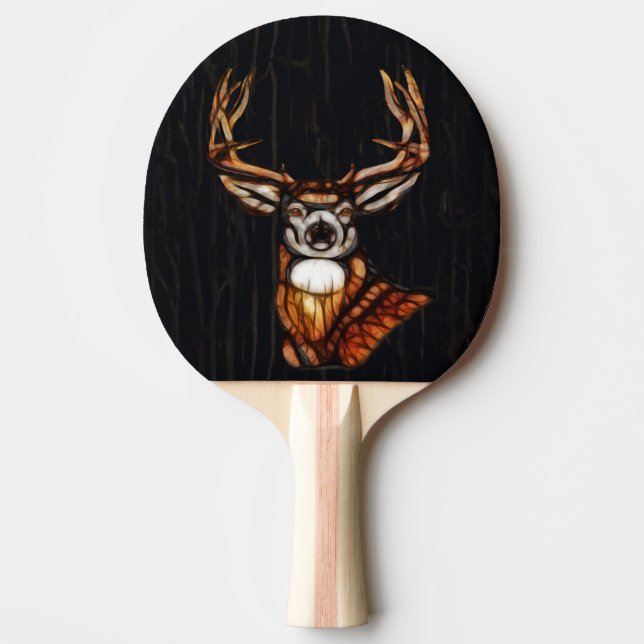 Svart Mörk Wood Hjort Rustic Land Unique Pingisracket (Framsidan)
