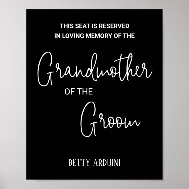 Svart mormor från Groom Memorial Bröllop Poster (Framsidan)
