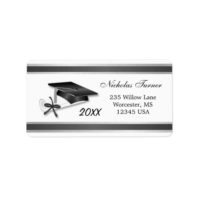 Svart mortel, diploma Studenten Adressetikett (Framsidan)