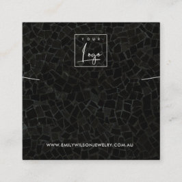 SVART MOSAIC STRUKTUR NECKLACE BRACELET VISNING FYRKANTIGT VISITKORT