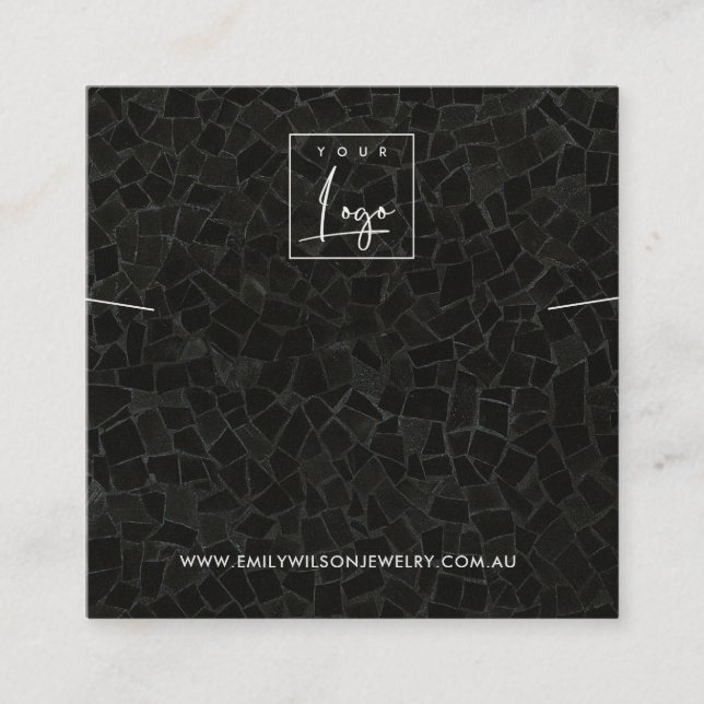 SVART MOSAIC STRUKTUR NECKLACE BRACELET VISNING FYRKANTIGT VISITKORT (Framsida)