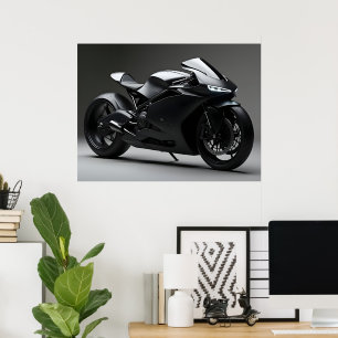 Svart motorcykel poster