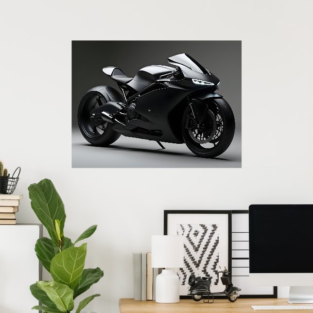 Svart motorcykel poster (Hemmakontoret)
