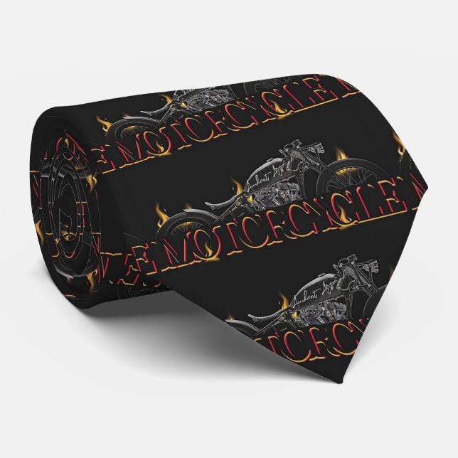 Svart motorcykelnacke slips (Rullad)