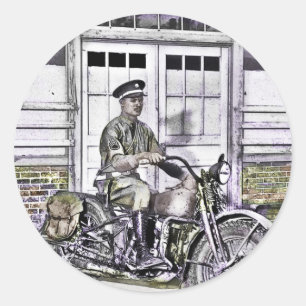 Svart motorcykelpolis 2 runt klistermärke