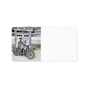 Svart motorcykelpolis (ww2) adressetikett
