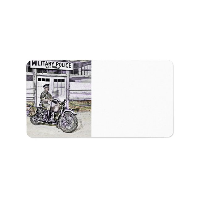 Svart motorcykelpolis (ww2) adressetikett (Framsidan)