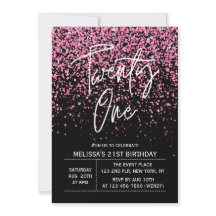 Svart, mousserande Shock rosa Glitter 21:a födelse