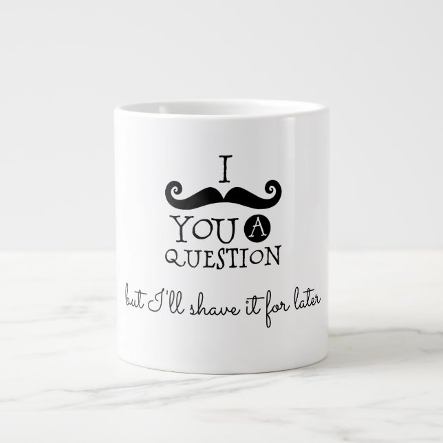 Svart Moustache Humor Jumbo Mugg (Framsidan)