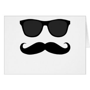 Svart Moustache och solglasögonhumorgåva Hälsningskort