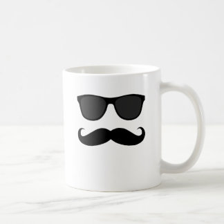 Svart Moustache och solglasögonhumorgåva Kaffemugg