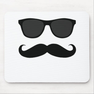 Svart Moustache och solglasögonhumorgåva Musmatta