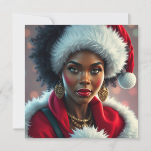 Svart Mrs. Claus Melanin Santa Sista Jul Julkort