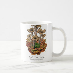 Svart mugg för kantarellchampinjonkaffe
