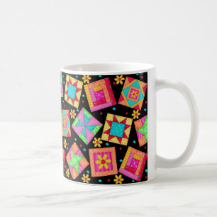Svart mugg för Patchworktäckedesign