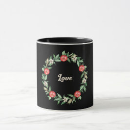 Svart Mugg med Rosa Pomegranat Utskrift av andedrä