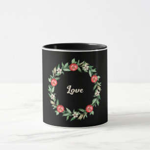 Svart Mugg med Rosa Pomegranat Utskrift av andedrä