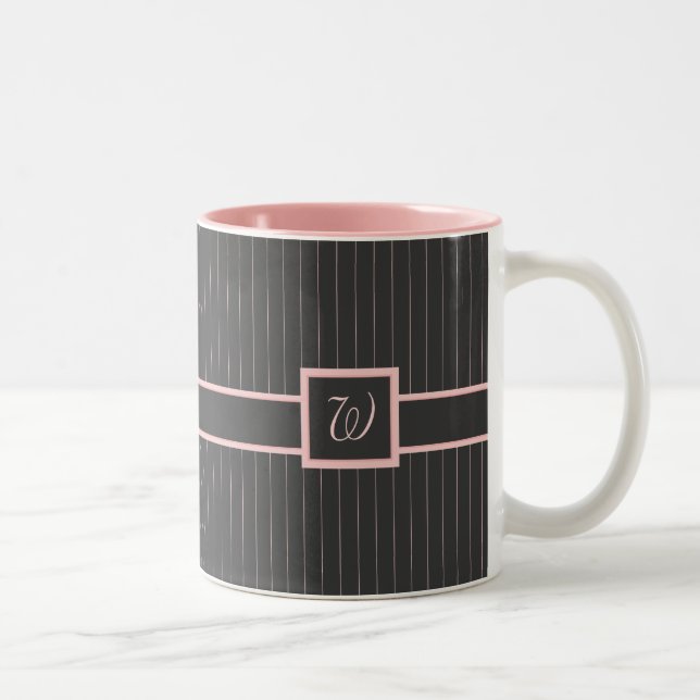 Svart mugg med rosa randiga ränder (Höger)