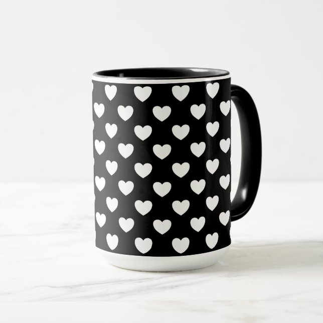 Svart Mugg med vita örhängen Polka Dot Mönster (Framsida höger)