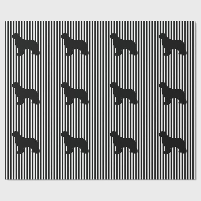 svart multi Newfoundland Hund Presentomslag Presentpapper (Platt)