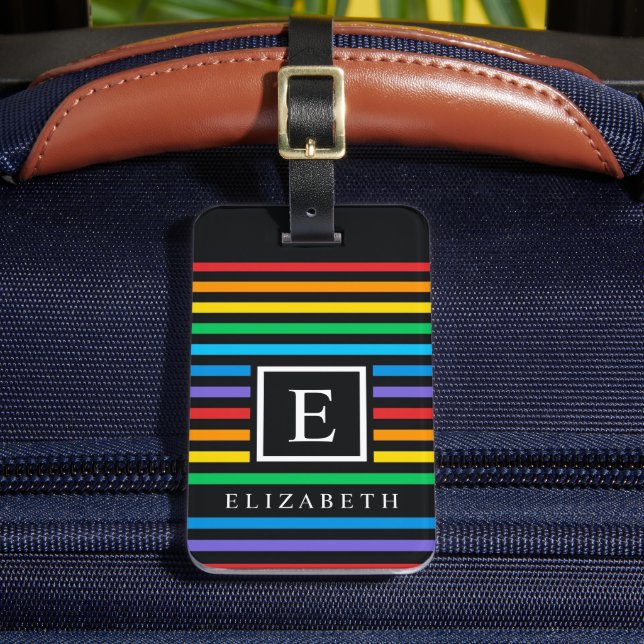 Svart Multifärgad för svart LGBTQ Rainbow Red Blue Bagagebricka (Framsida Insitu 2)