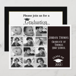 Svart multifoto Grad-fotoinbjudan 7 x 5 tum Inbjudningar