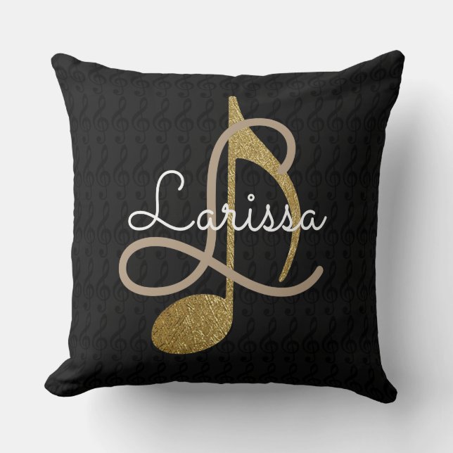 svart musik monogram kudde (Framsida)