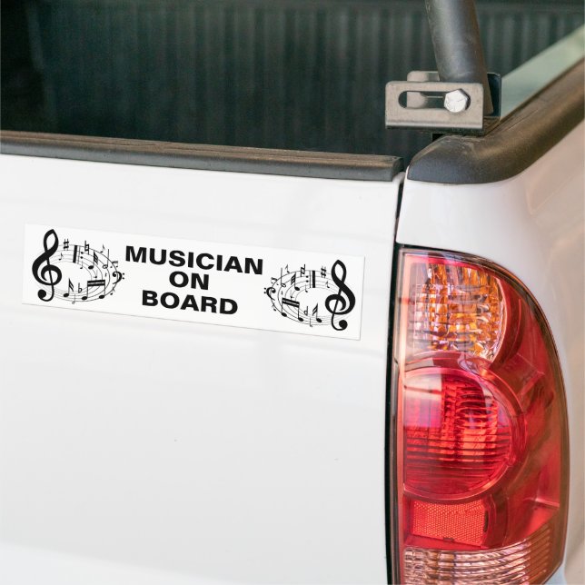 Svart musik noter i ovalform bildekal (På lastbil)