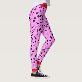 Svart Musik noter på Rosa (eller ditt kol) Leggings