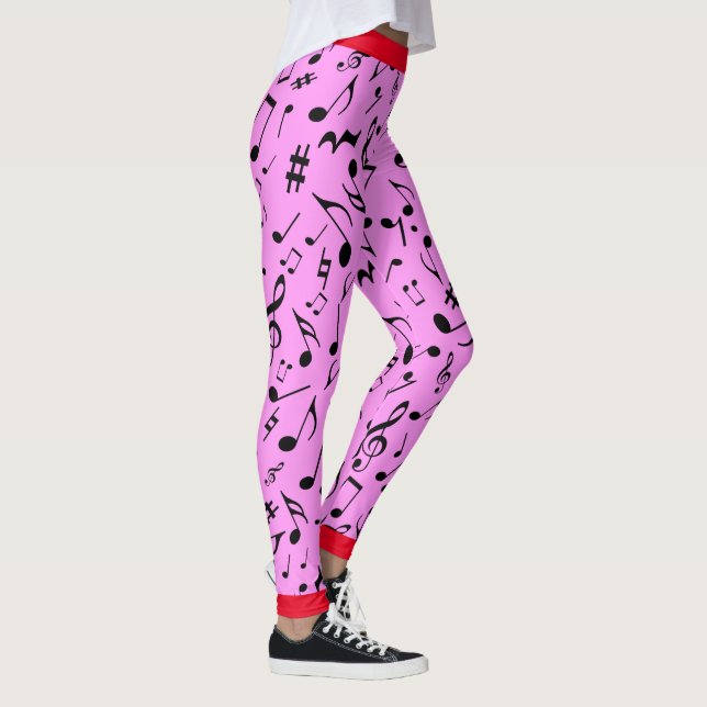 Svart Musik noter på Rosa (eller ditt kol) Leggings (Höger)
