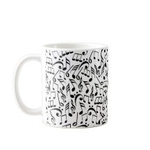 Svart musik noter på vitpersonlig mugg