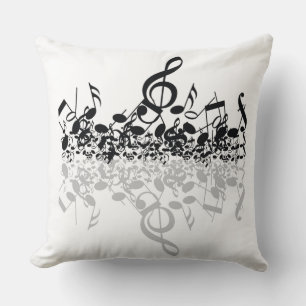 Svart Musik noter Pillow Kudde