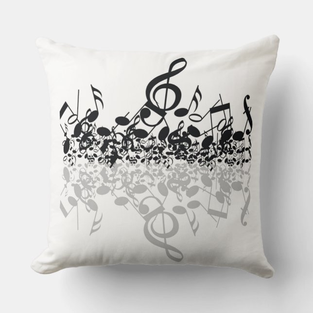 Svart Musik noter Pillow Kudde (Framsida)