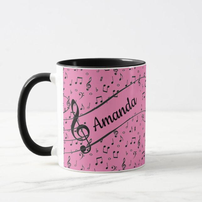 Svart musikalisk personlig kopia kaffemugg (Vänster)