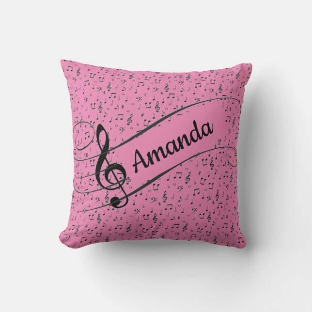 Svart musikalisk personlig kudde (Framsida)