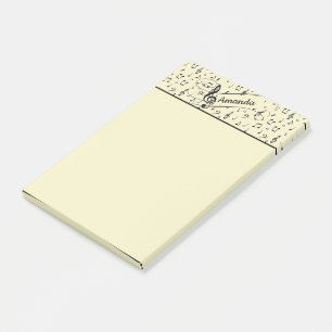 Svart musikalisk personlig post-it block