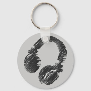 svart musikdeejayheadphone nyckelring