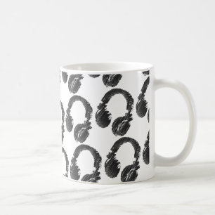 Svart musikerhörlur kaffemugg