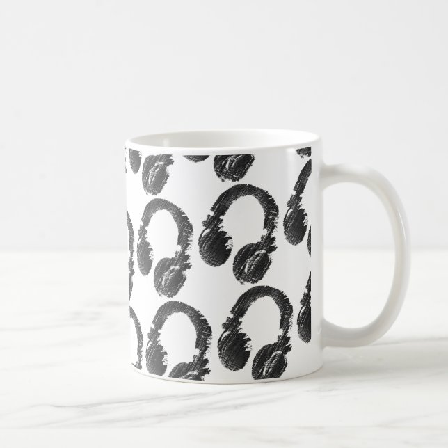 Svart musikerhörlur kaffemugg (Höger)