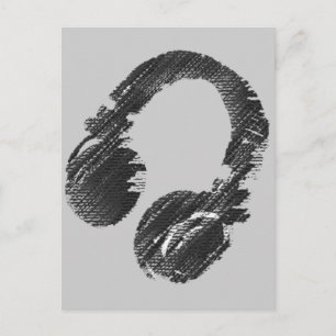 Svart musikerhörlur vykort