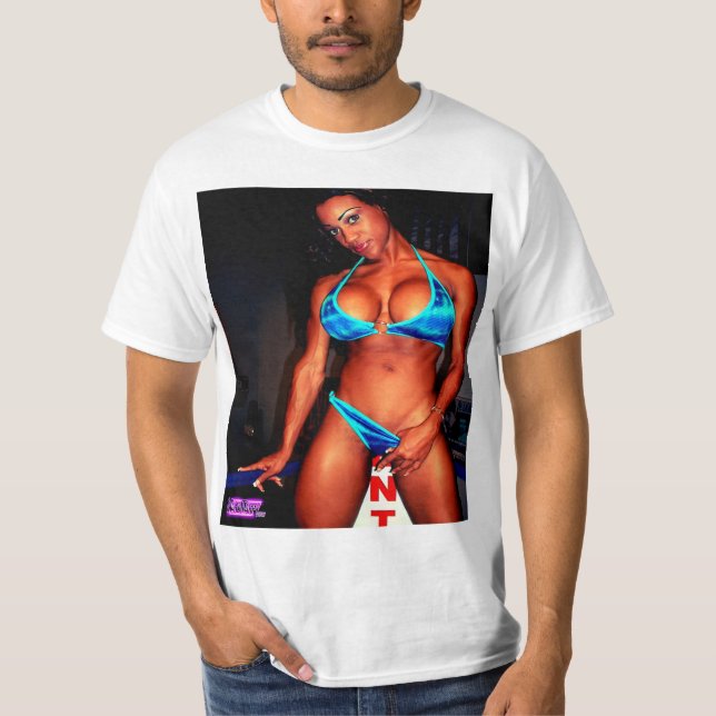 Svart muskelBabe i bikini Tee (Framsida)