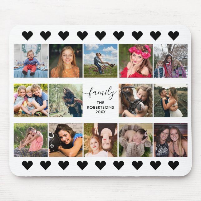 Svart musknapp för fotokollage musmatta (Framsidan)