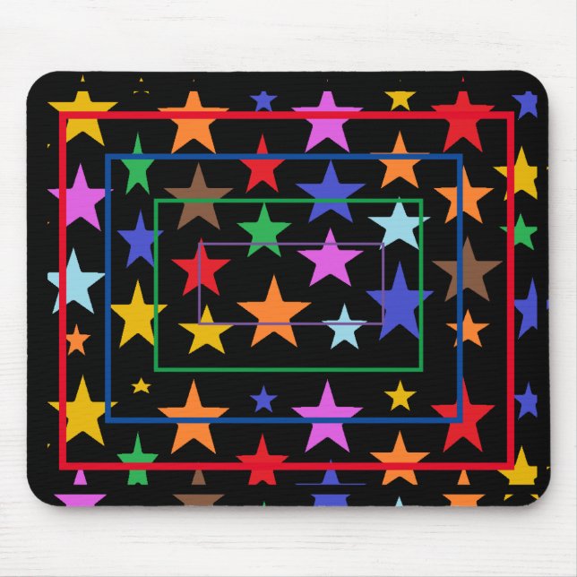 Svart musknapp med Färgader över Musmatta (Framsidan)